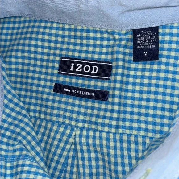 Izod Mens Performance Stretch Non-Iron Plaid Button-Front Shirt Top Medium - Picture 2 of 6